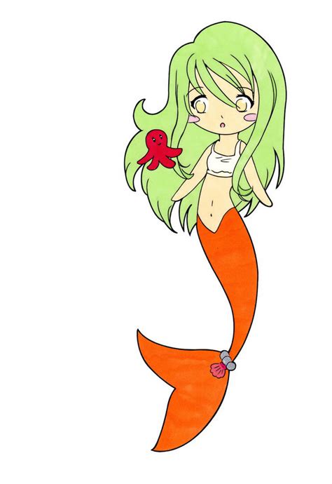 Chibi Mermaid Lineart By Dancingcookye On Deviantart