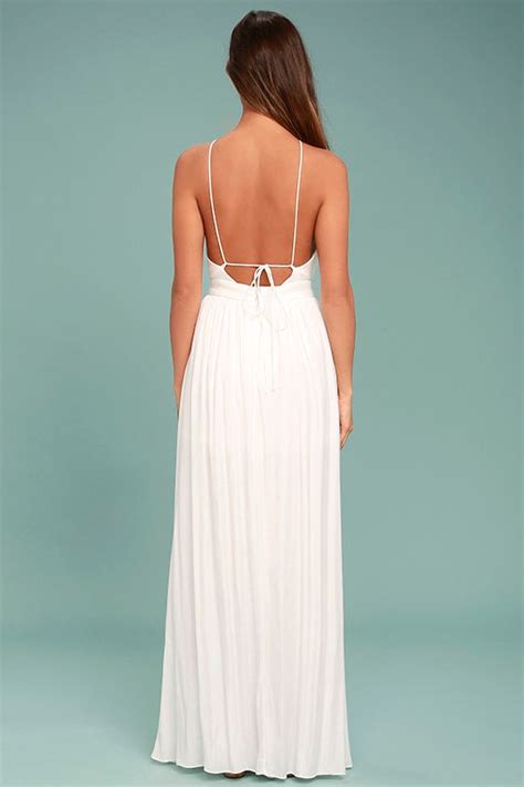Lovely White Dress Maxi Dress Halter Dress 9400