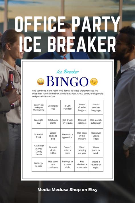 Ice Breaker Game Office Party Human Bingo Cards Get To Know Etsy