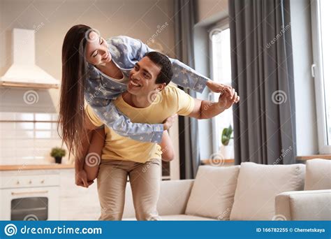 Lovely Young Interracial Couple Having Fun Stock Image Image Of