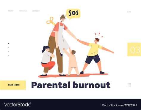 Parental Burnout Concept Landing Page Royalty Free Vector
