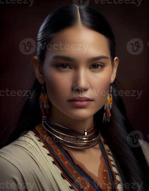 Beautiful Native American Woman Created With Generative Ai