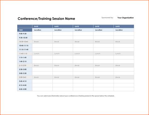 Meeting Timetable Template