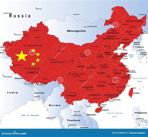 Political Map Of China Stock Vector Illustration Of Cartography 21744219