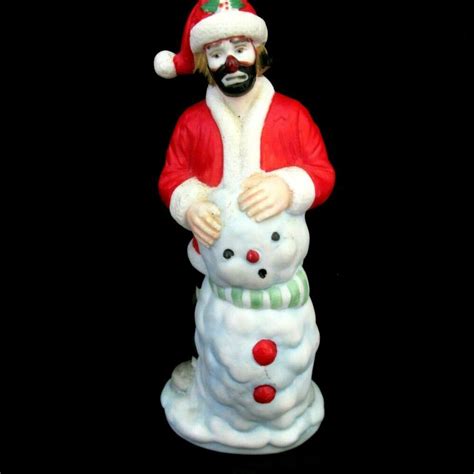 Emmett Kelly Jr Santa Clown With Snowman Christmas Ornament 45