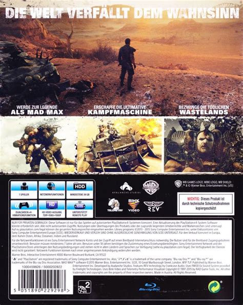 Mad Max 2015 Playstation 4 Box Cover Art Mobygames