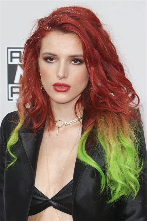Bella Thorne Wavy Red Barrel Curls Dip Dyed Two Tone Hairstyle