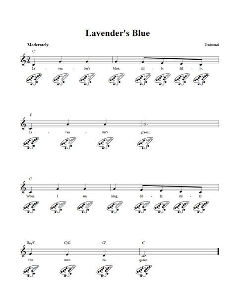 Lavenders Blue Chords Sheet Music And Tab For 12 Hole