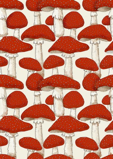 Red Mushrooms By Aprintaday Via Flickr Pattern Wallpaper Red And