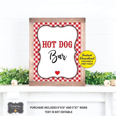 Hot Dog Bar Sign Printable I Do Bbq Engagement Party Hot Dog Etsy