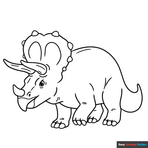 Triceratops Coloring Page Easy Drawing Guides