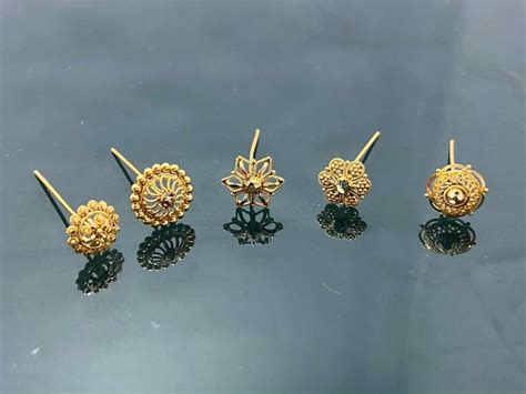 Pure 22ct Gold Nose Pin Handmade Women Jewelry Indian Etsy