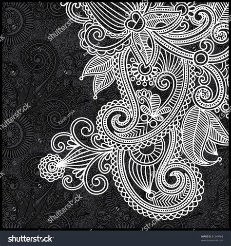 Black White Floral Pattern Stock Vector 81349768