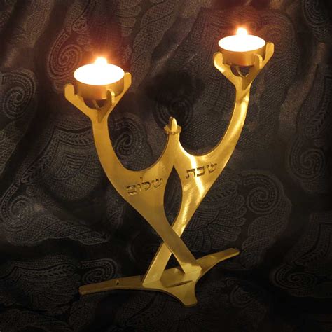 Shabbat Candlesticks ‘shabat Shalom Engraving Nurit Jewish Art