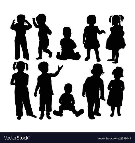 Attractive And Happy Kids Silhouettes Royalty Free Vector
