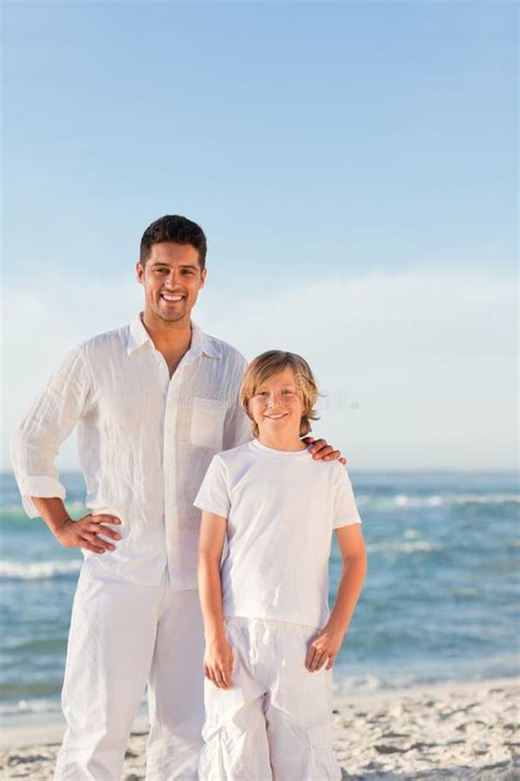 Father And Son At The Beach Stock Image Image Of Leisure Father