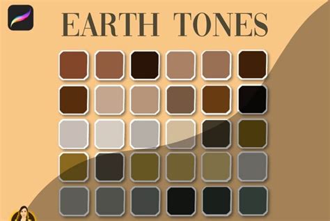 Earth Tones Procreate Color Palette 30 Swatch Brush Galaxy