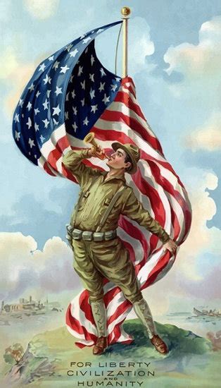 Us Flag And World War 1 Soldiers For Liberty Mad Men Art Vintage Ad
