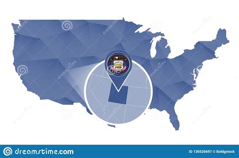 Utah State Magnified On United States Map Stock Vector Illustration