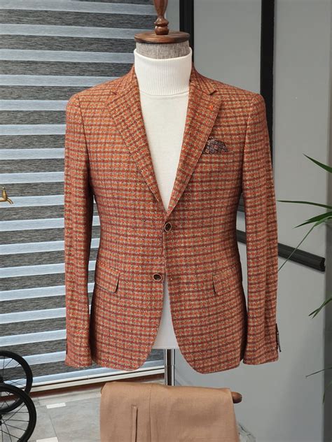 Buy Tile Slim Fit Plaid Wool Suit By Gentwith Worldwide Shipping