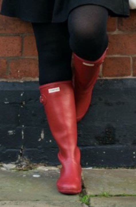 I Love Her Red Tights And Her Shiny Red Wellingtons Are So Sexy