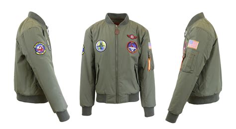 Mens Bomber Flight Jacket W Patches