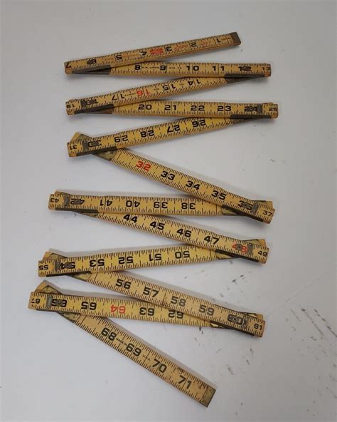 Vintage Lufkin X46 Red End Extension Rule 72 Inch Folding Wooden Ruler