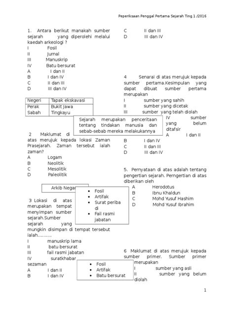 Contoh soalan kbat sejarah kertas 3 bab 5 tingkatan 5 mp3 & mp4. Soalan Ujian Selaras Sejarah Tingkatan 1