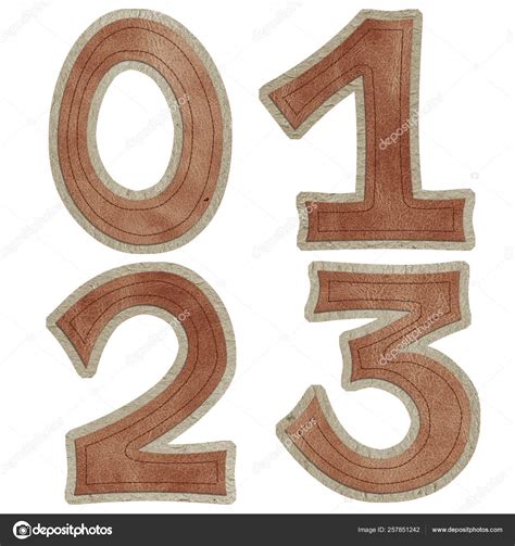 Number Zero One Two Three Leather Sewing Style Stock Photo By
