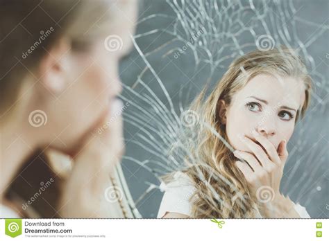 Girl And Broken Mirror Stock Photo Image Of Breakdown 81034100