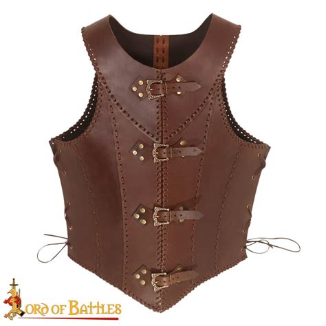 Lord Of Battles Warrioress Genuine Leather Armored Corset Brown