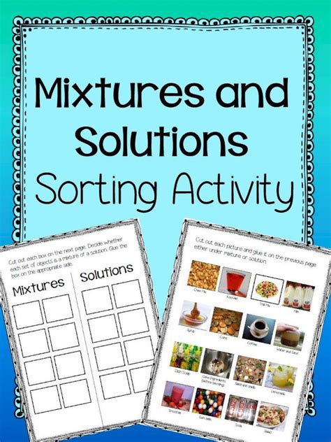 Pdf Mixtures And Solutions Sorting Activity Mrs