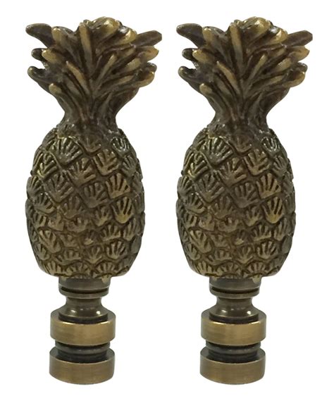 Royal Designs Trendy Resort Pineapple Lamp Finial For Lamp Shade Antique Brass Set Of 2