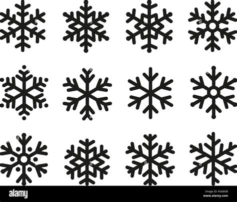 Snowflakes Icon Set Linear Black Design Freeze Symbol Collection