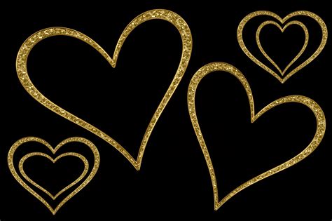 Glittery Gold Hearts By Julie Campbell Designs Thehungryjpeg