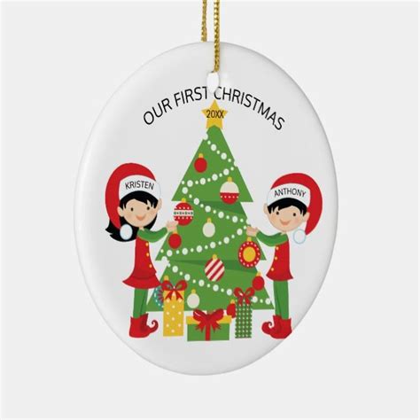 Our First Christmas Personalized Christmas Ceramic Ornament Zazzle