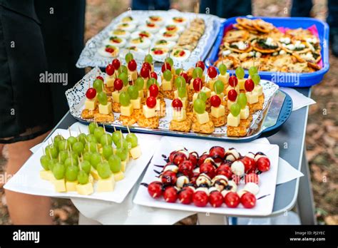 Buffet Assortment Of Canapes Banquet Service Catering Food Snacks