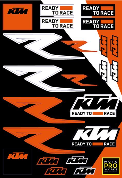 Ktm Sticker Sheets R Two Motoproworks Decals And Bike Graphic Kit