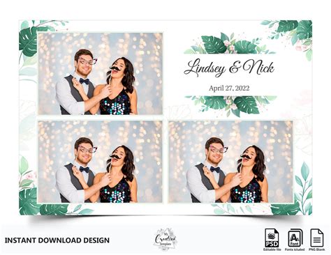 Wedding Photo Booth Template Tropical Leaves Photo Booth Etsy
