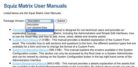 Asset Sorting Screen Asset Listing Manuals Squiz Matrix 5