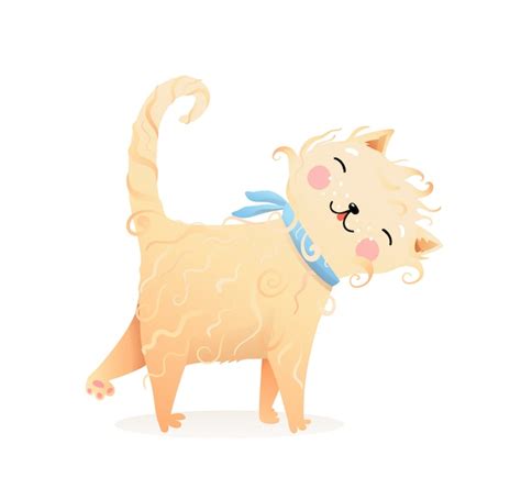 Premium Vector Cute Soft Purr Meow Cat Or Kitten Cartoon For Kids