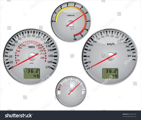 Car Speedometer Miles Kilometers Dashboard Vector เวกเตอร์สต็อก ปลอดค่าลิขสิทธิ์ 79402270