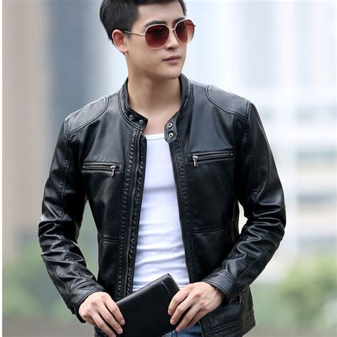 2018 Leather Jacket Men Stand Collar Male Casual Motorcycle Leather