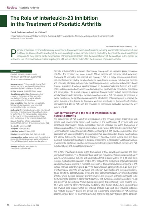 Pdf The Role Of Interleukin 23 Inhibition In The Treatment Of