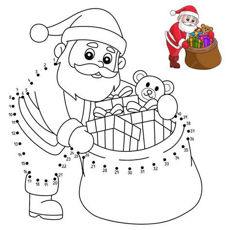 Premium Vector Dot To Dot Christmas Santa Claus With Bag Coloring