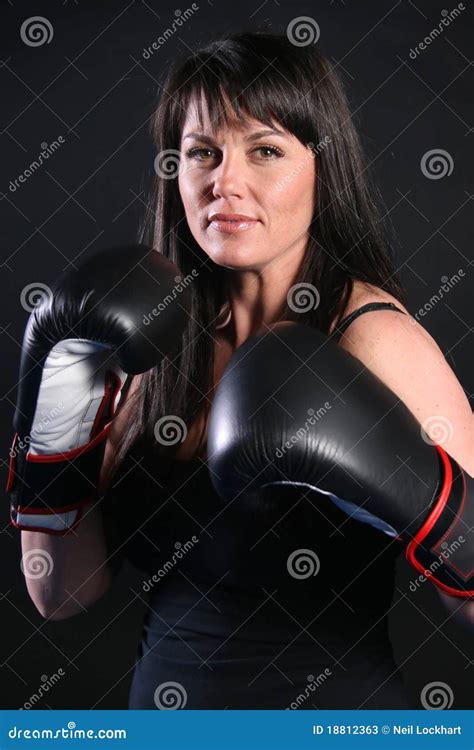 Boxing Brunette Stock Image Image Of Brunette Self 18812363