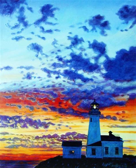 Sunset At The Lighthouse Paintings By John Lautermilch Paintings