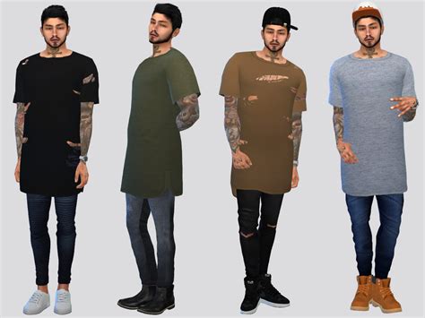 Thrift Long Tees By Mclaynesims At Tsr Sims 4 Updates