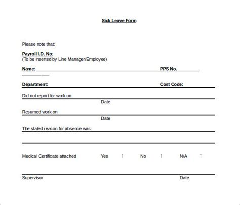 Some employers do not have a policy for caring for sick family members (while) others have check with your human resources office or employee handbook to see if your company has a. FREE 13+ Sample Medical Leave Forms in PDF | MS Word