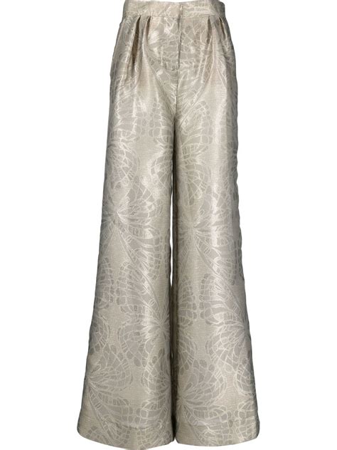 Alberta Ferretti Wide Leg Metallic Jacquard Trousers Farfetch